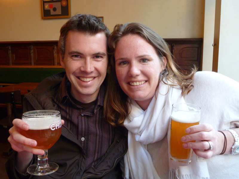 Drew and Meg enjoying their beers