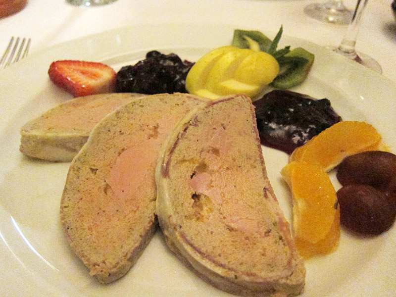 goose liver and fruit for dinner
