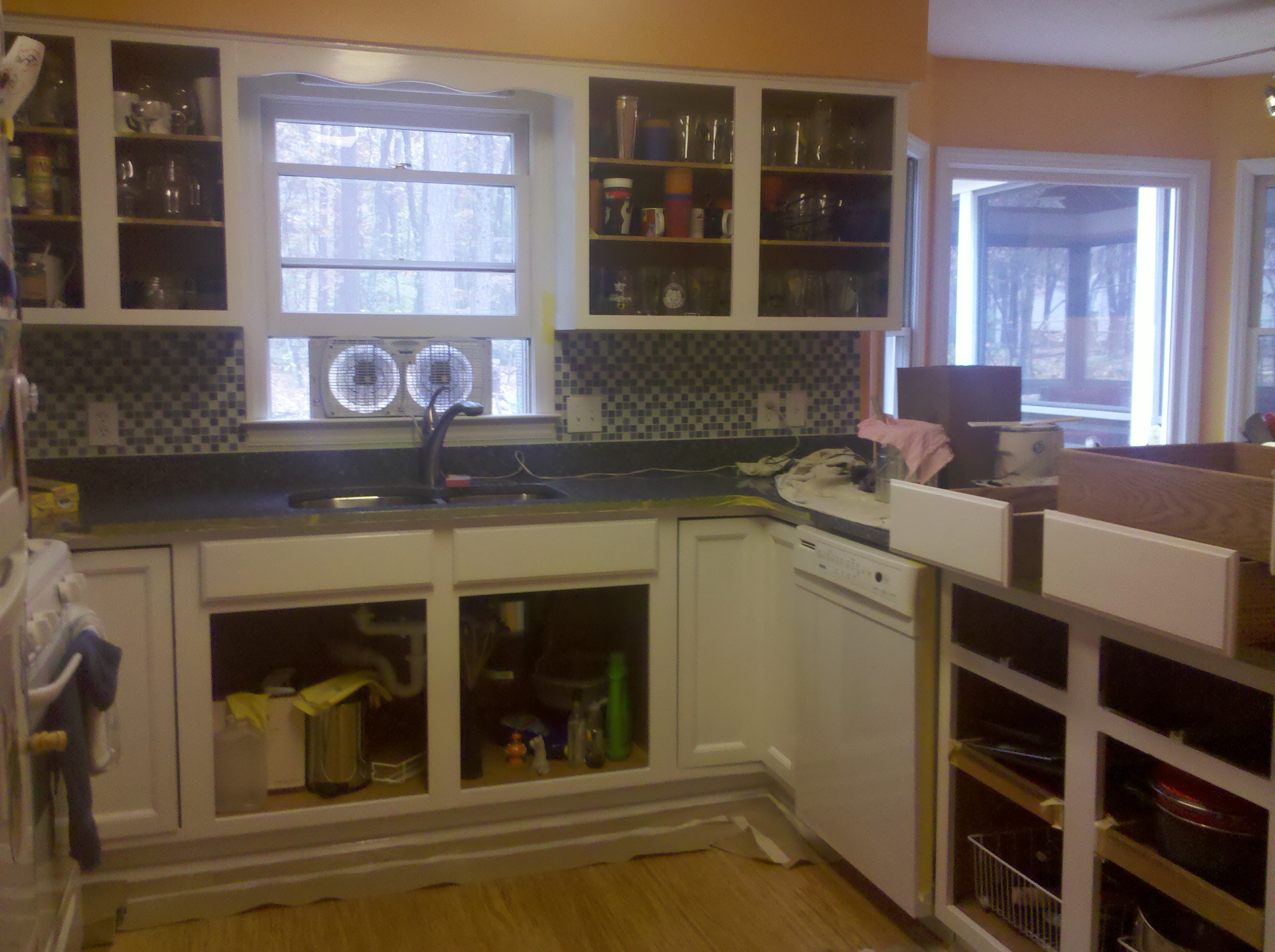 letting the cabinets dry...
