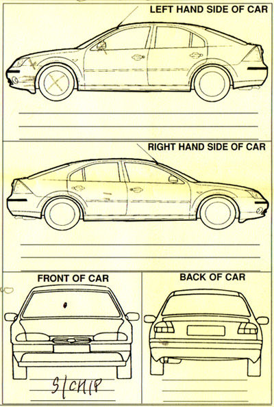 rental car damage form