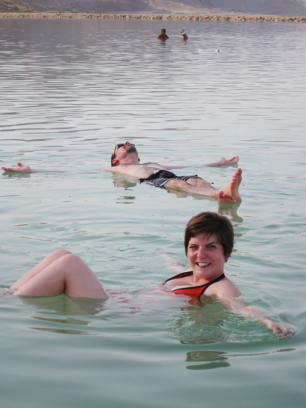 Eric and I floating in the Dead Sea