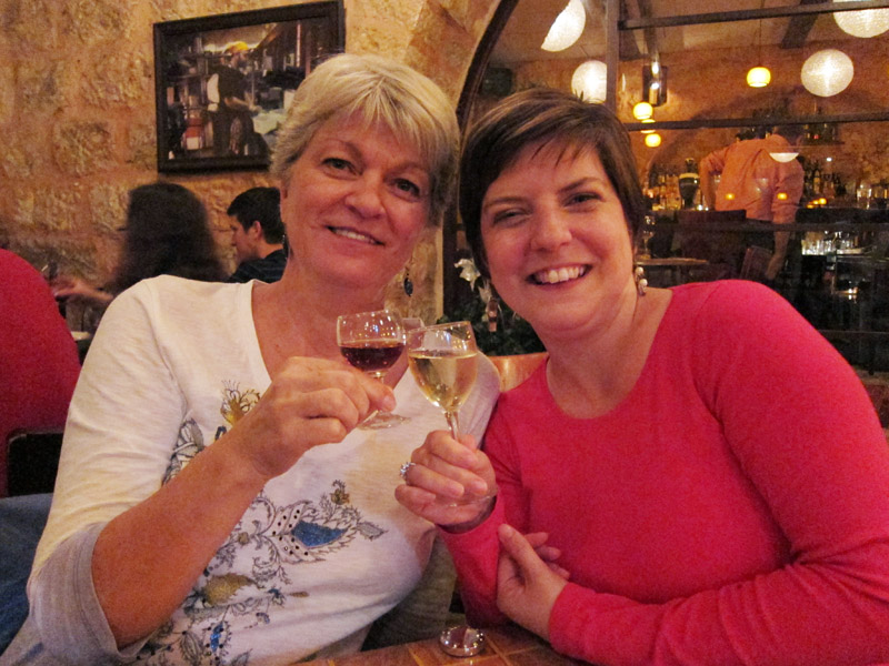 mom and I w/ dessert wines