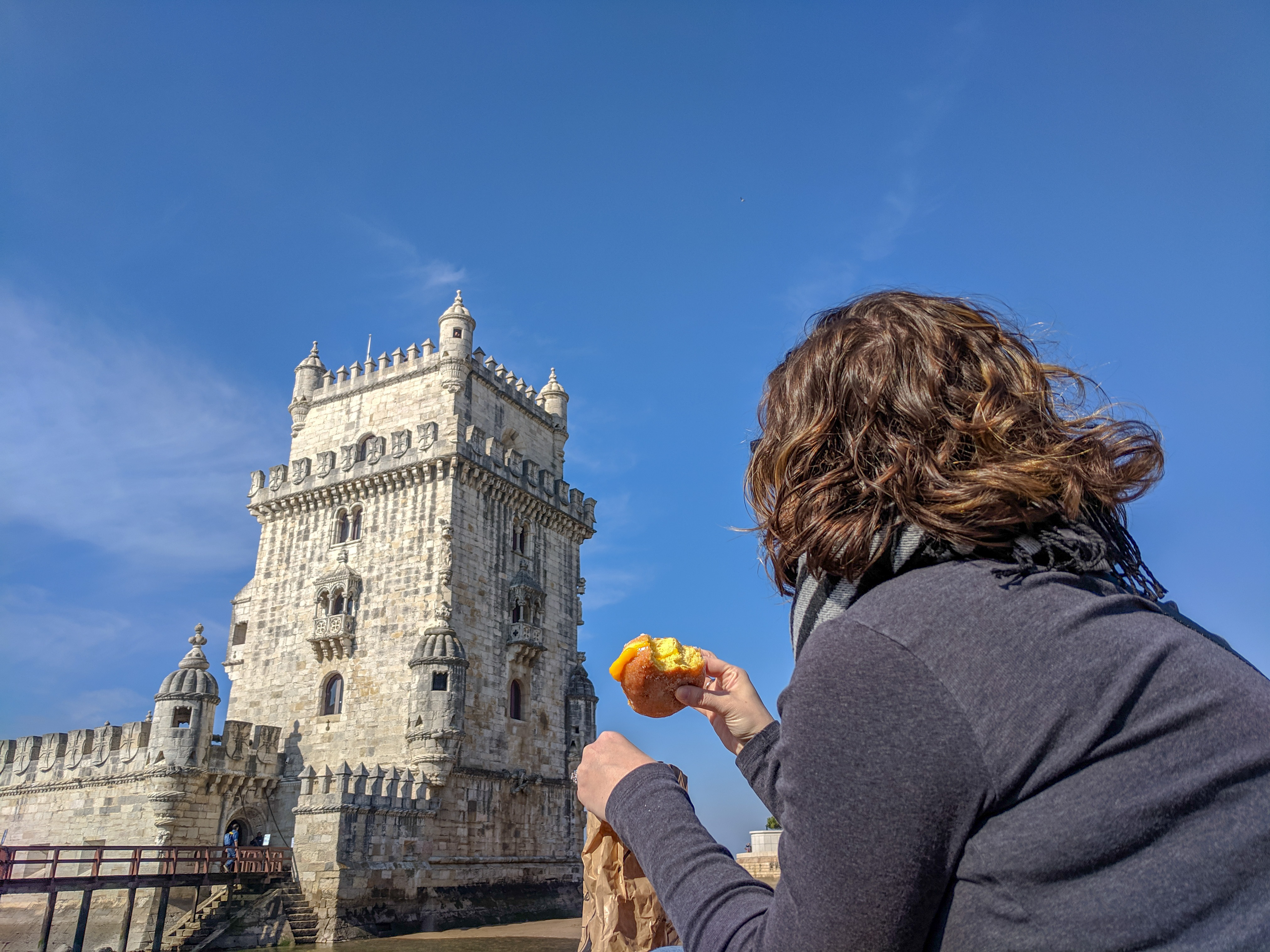 eating a pastry @ Belém Tower