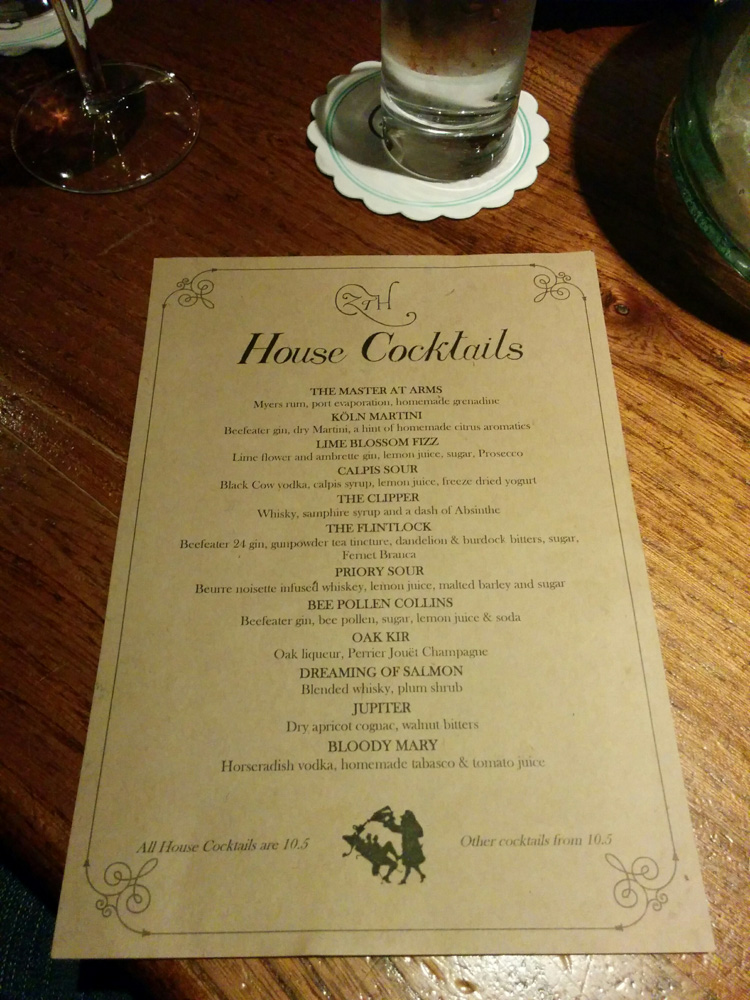cocktail menu @ The Zetter Townhouse Clerkenwell