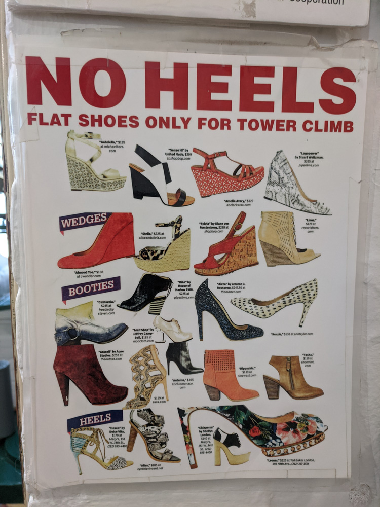 NO HEELS (tower was closed)