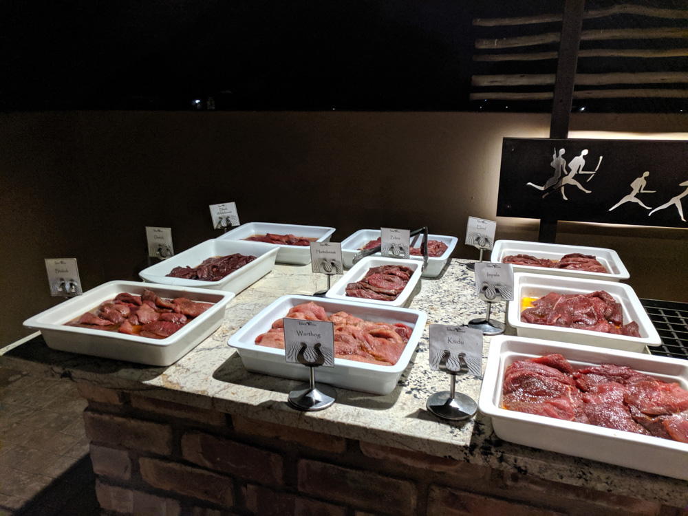 grilled meat choices @ Sossusvlei Lodge