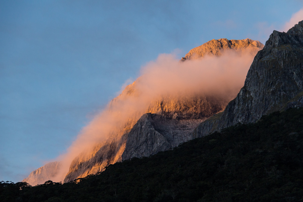 sunlit mountain top