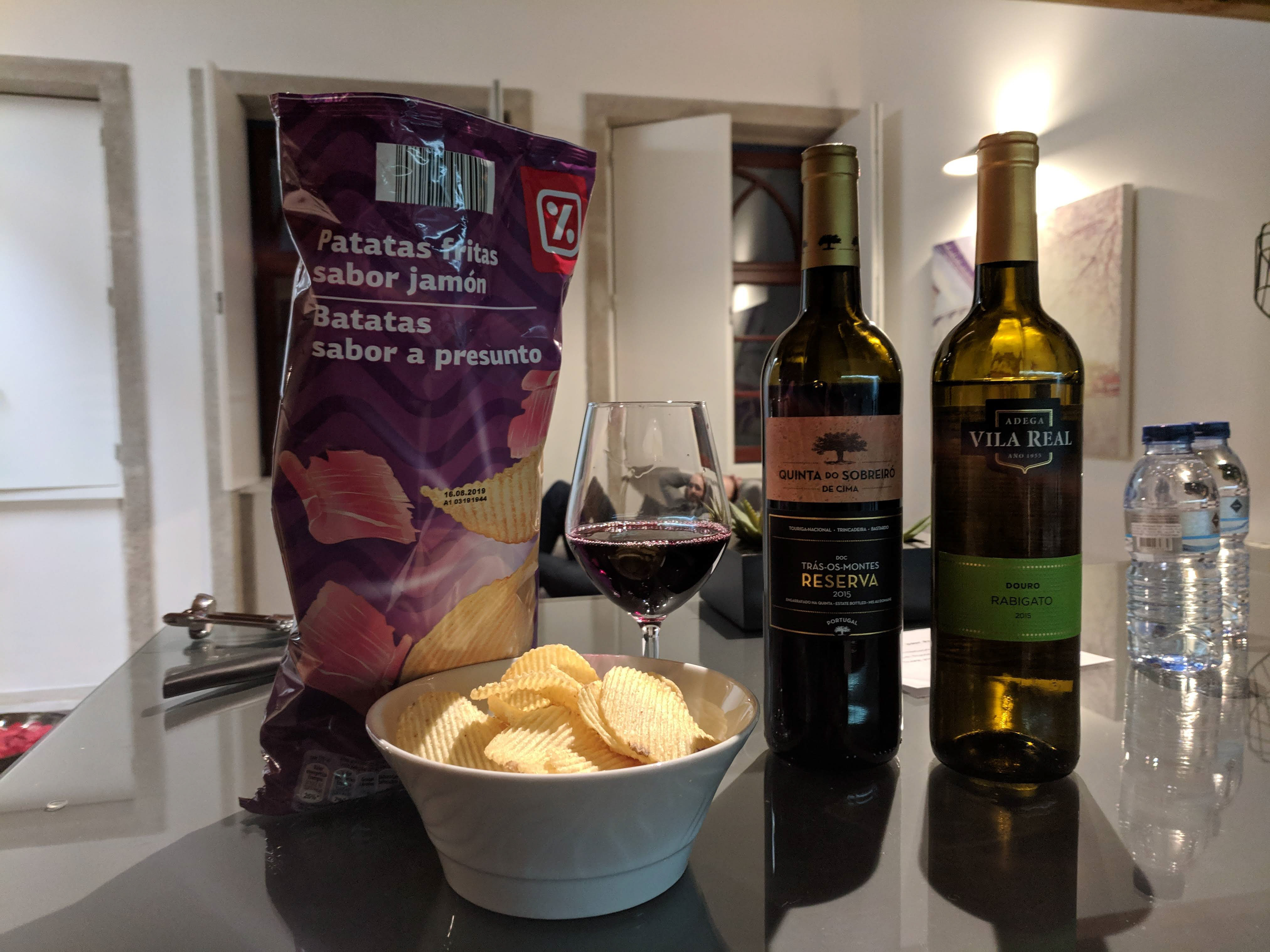 snacks and wine
