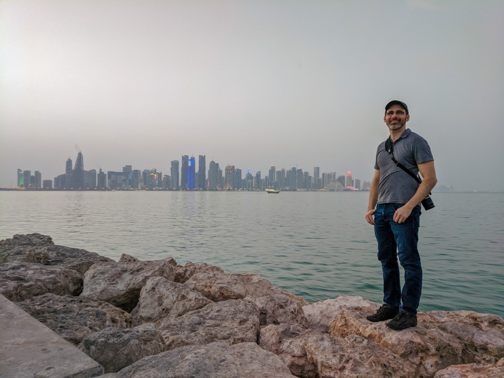 Eric overlooking the Doha skyline
