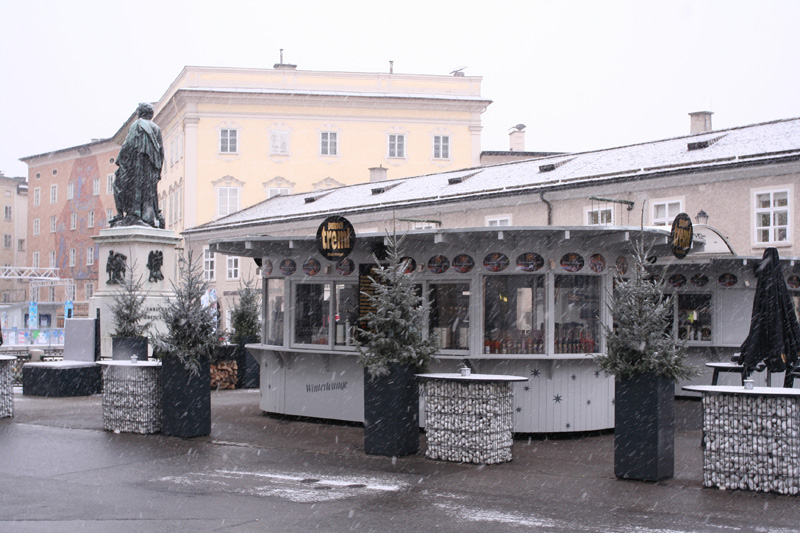 gluhwein stand in the snow