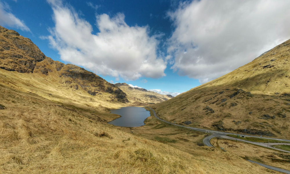 view of Loch Restil from Rest and Be Thankful