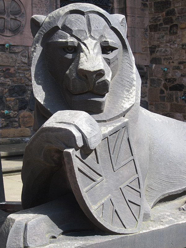 lion statue in front of St. Margeret's Chapel