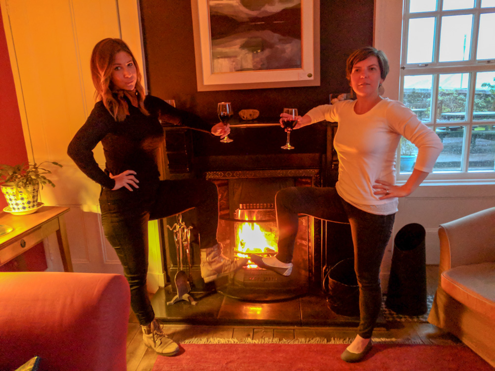 posing in front of the fire @ The Lime Tree