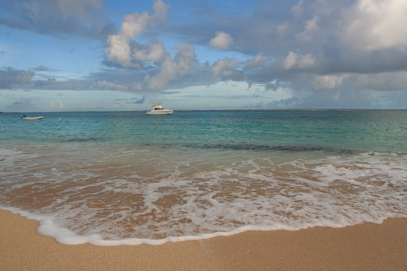 our view of Grand Case beach near sunrise