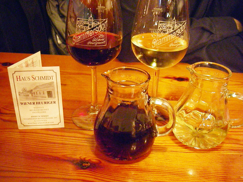 our new wine, red and white at Haus Schmidt