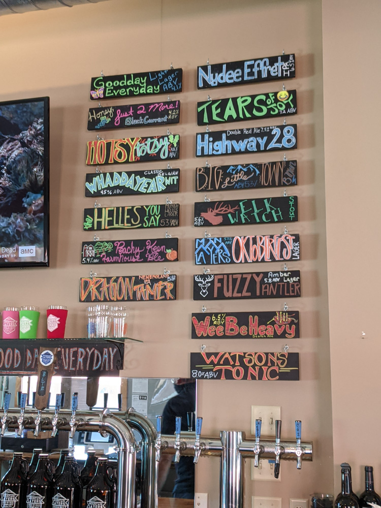 beer list @ Mountain Layers Brewing