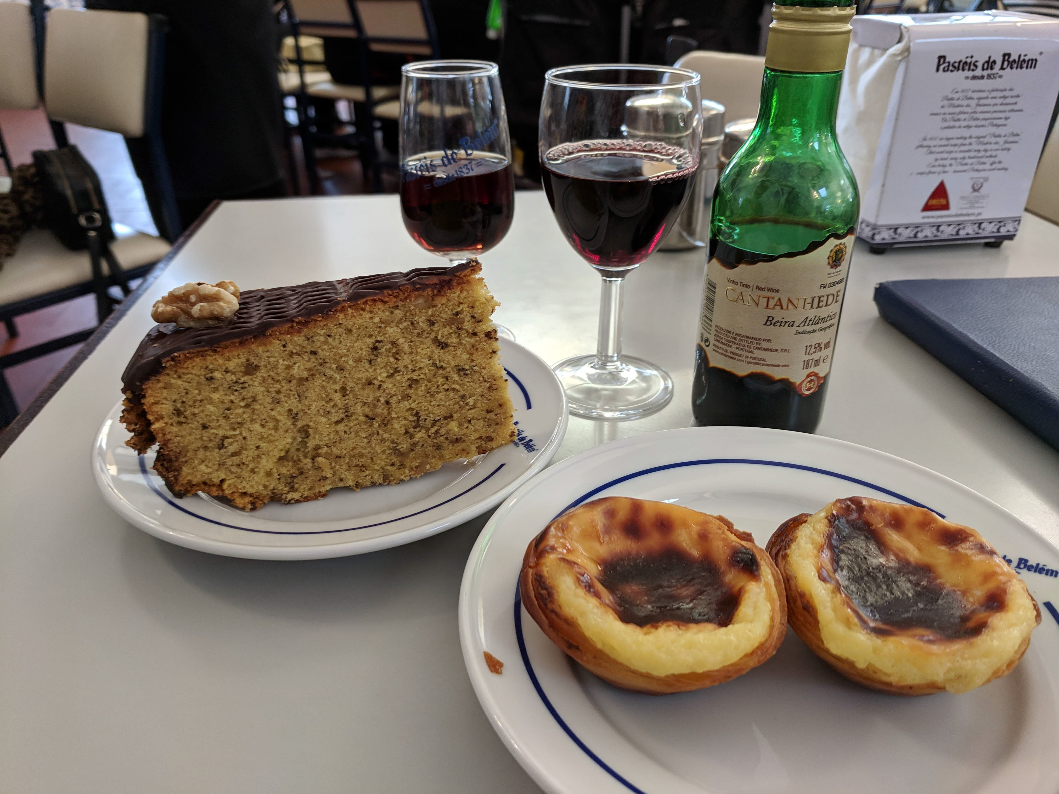 hazelnut cake and egg tarts @ Pastéis de Belém